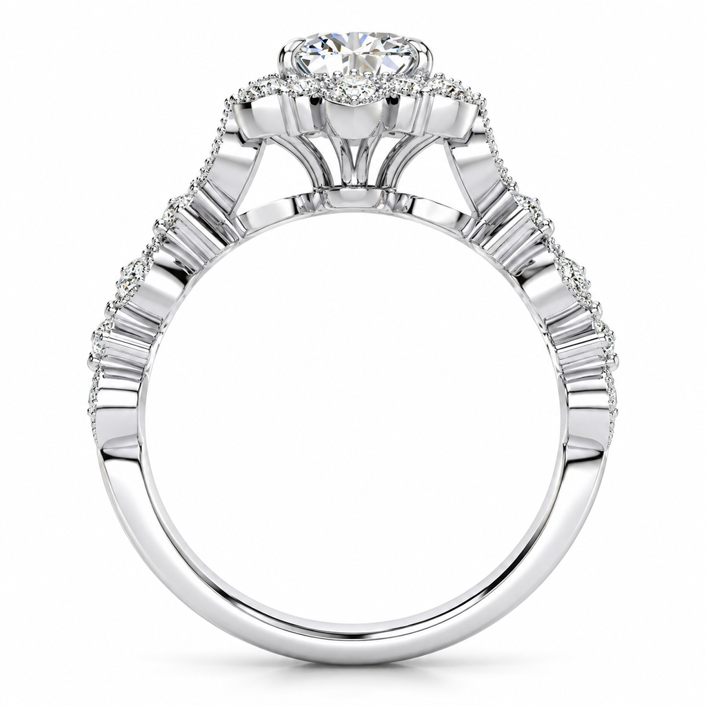 Brenda Lab Grown Diamond Ring — white gold — side profile