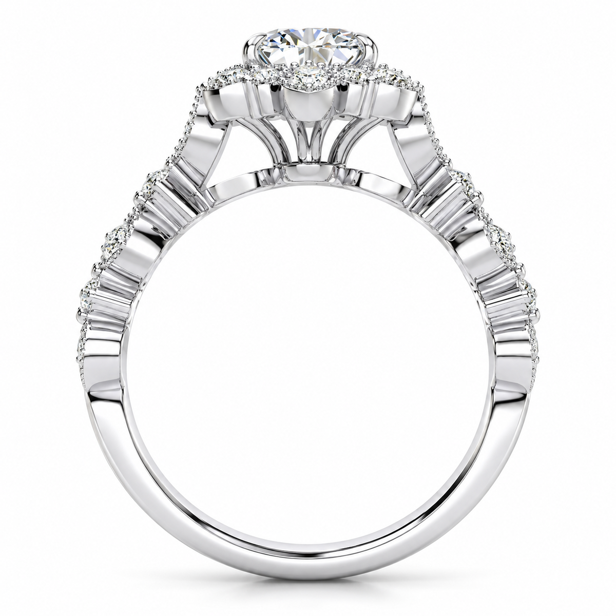 Brenda Lab Grown Diamond Ring — white gold — side profile