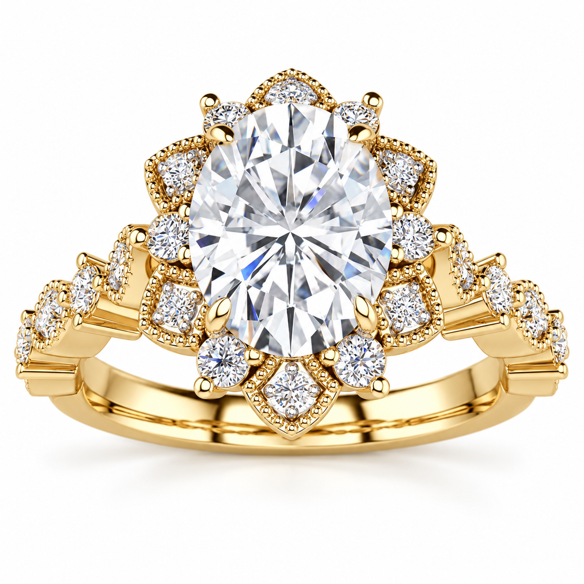 Brenda Lab Grown Diamond Ring — yellow gold — front view