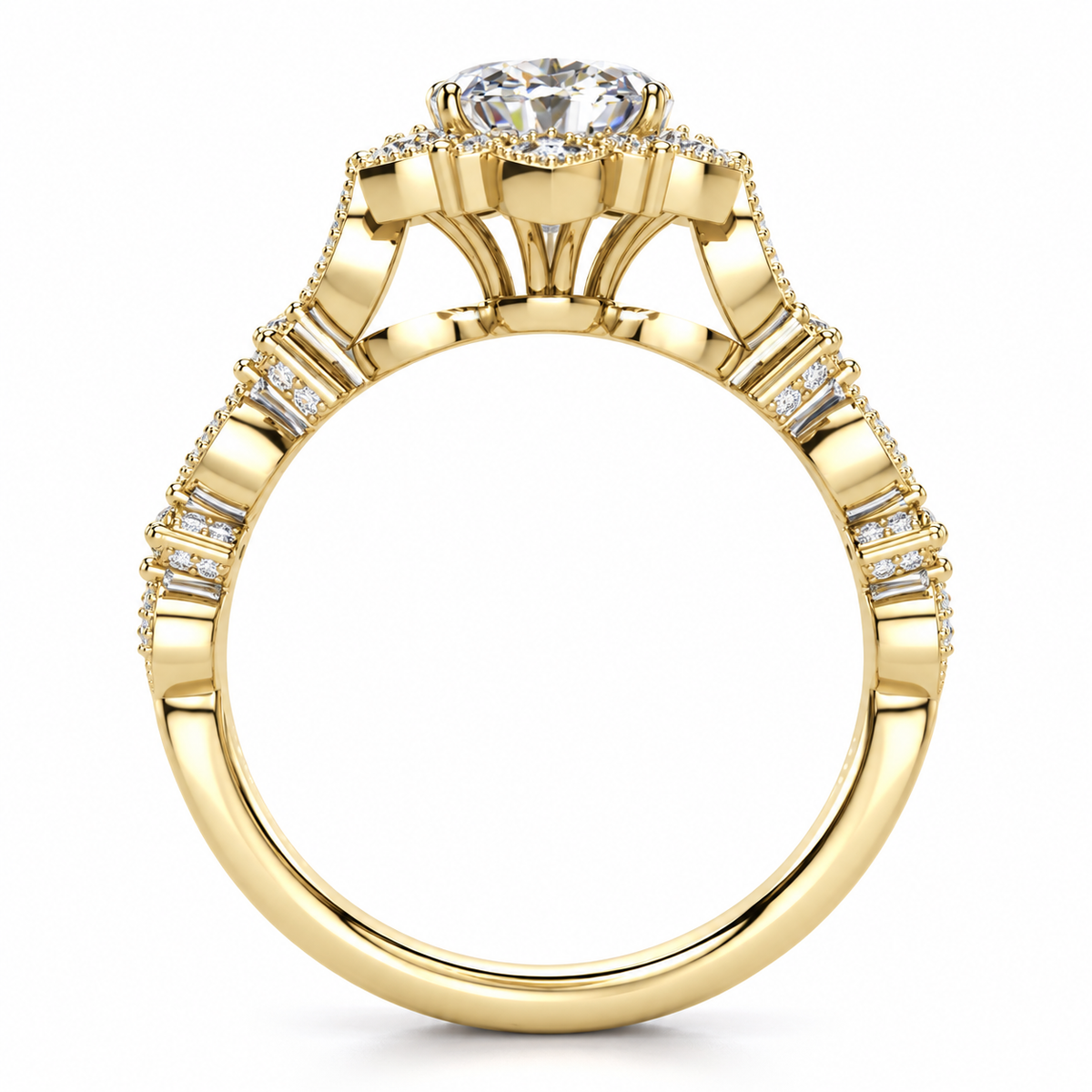 Brenda Lab Grown Diamond Ring — yellow gold — side profile