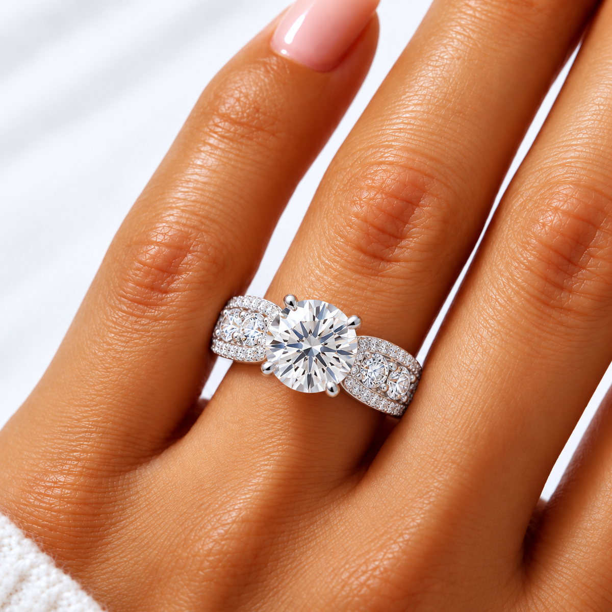 Britney Lab Grown Diamond Ring — white gold — on hand