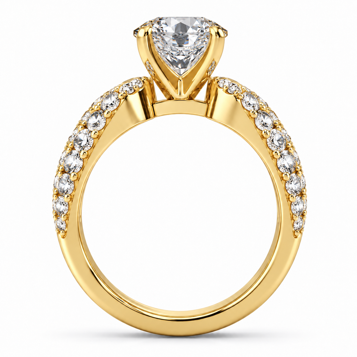 Britney Lab Grown Diamond Ring — yellow gold — side profile