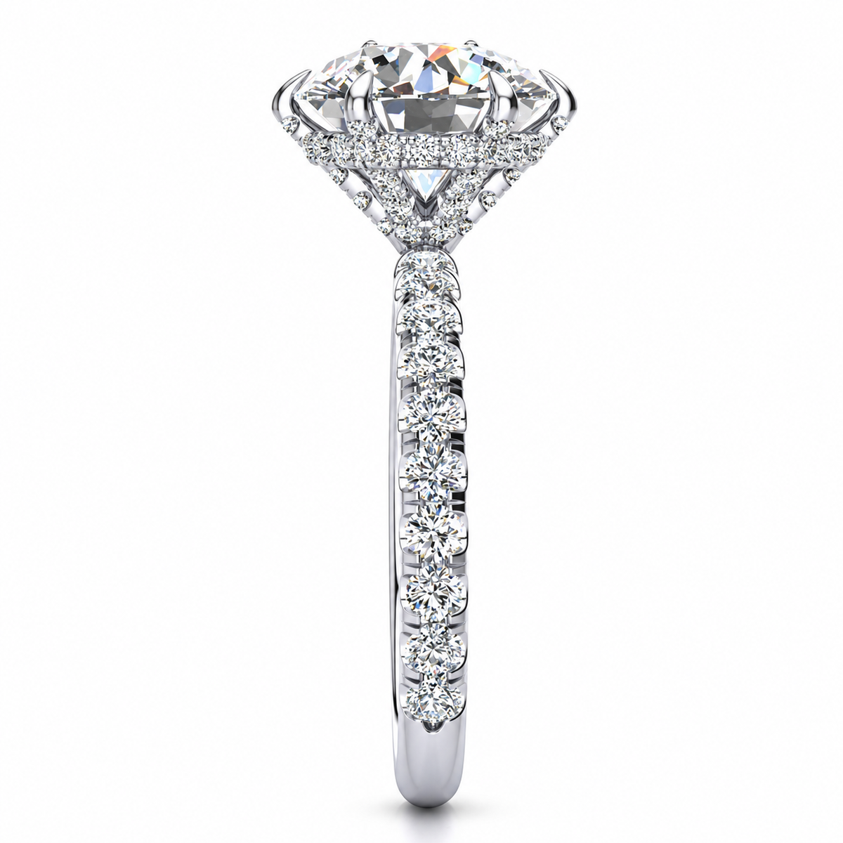 Britta engagement ring — white gold — end view