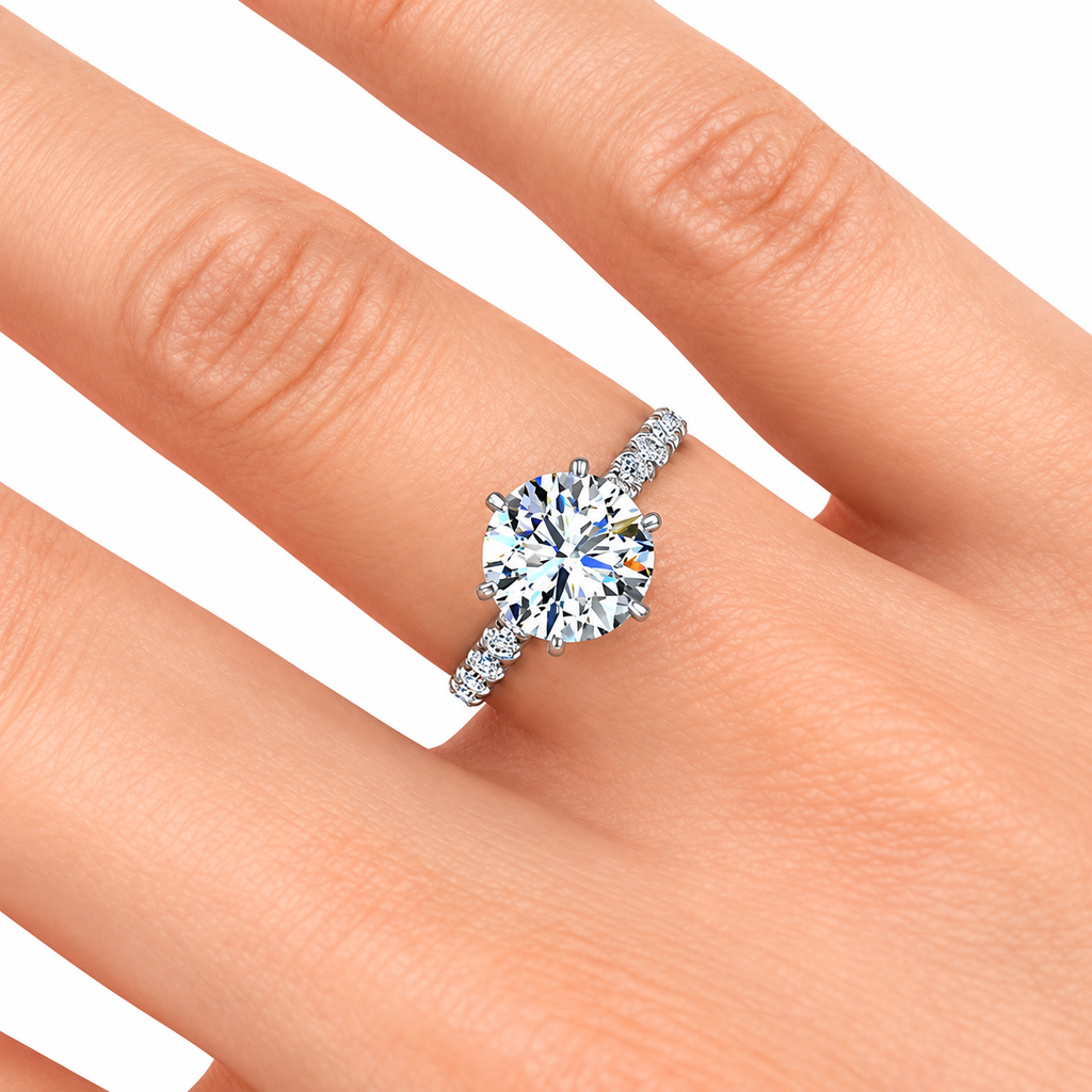 Britta engagement ring — white gold — on hand