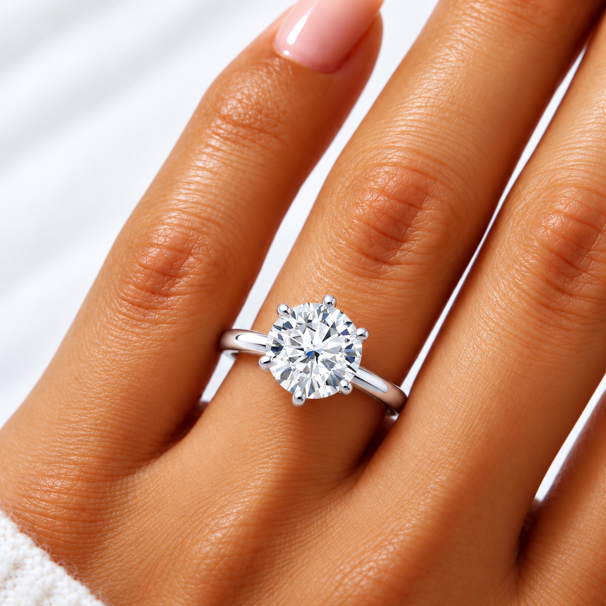 Brooke Lab Grown Diamond Ring — white gold — on hand