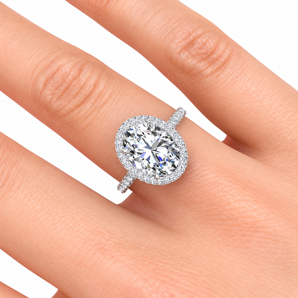 Carla engagement ring — white gold — on hand