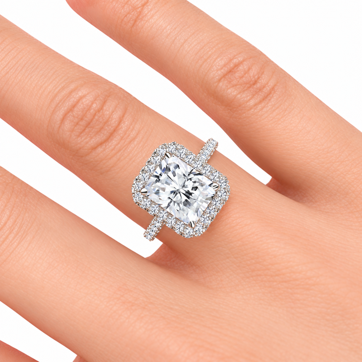 Clara Lab Grown Diamond Ring — white gold — hand view