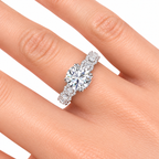 Courtney Lab Grown Diamond Ring — white gold — on hand