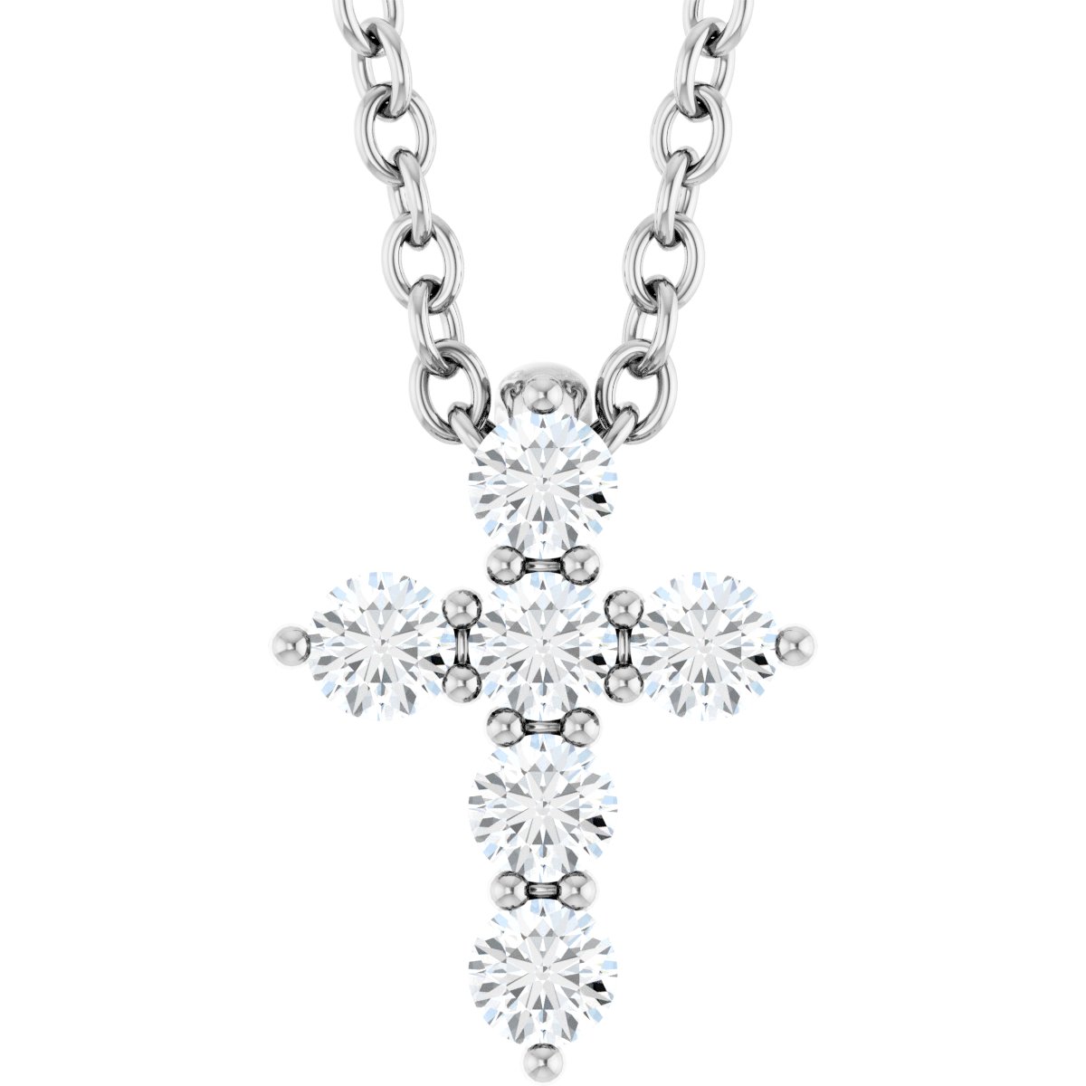 14K White Gold 1/6 CTW Lab-Grown Diamond Cross 16-18" Necklace – product view 1