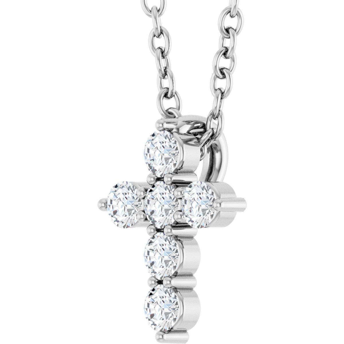 14K White Gold 1/6 CTW Lab-Grown Diamond Cross 16-18" Necklace – product view 2