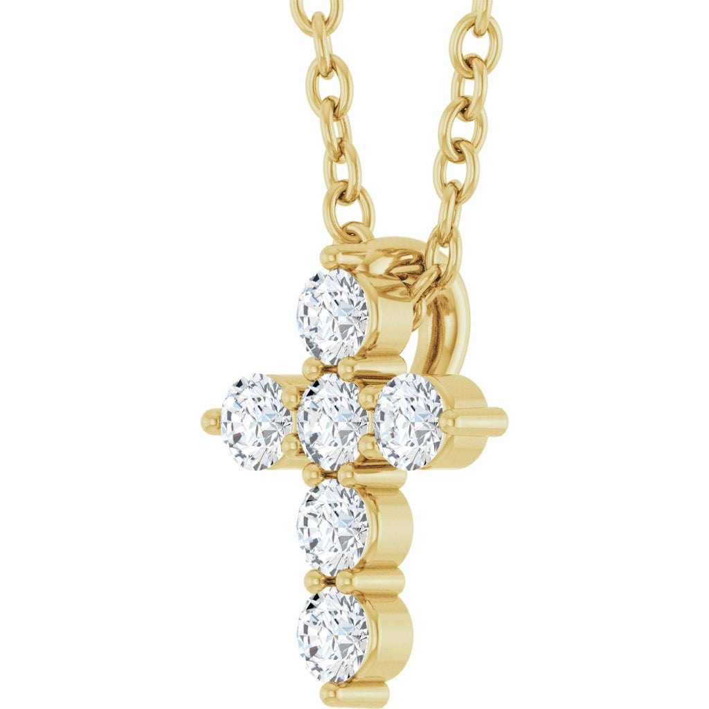 14K Yellow Gold 1/6 CTW Lab-Grown Diamond Cross 16-18" Necklace – product view 2