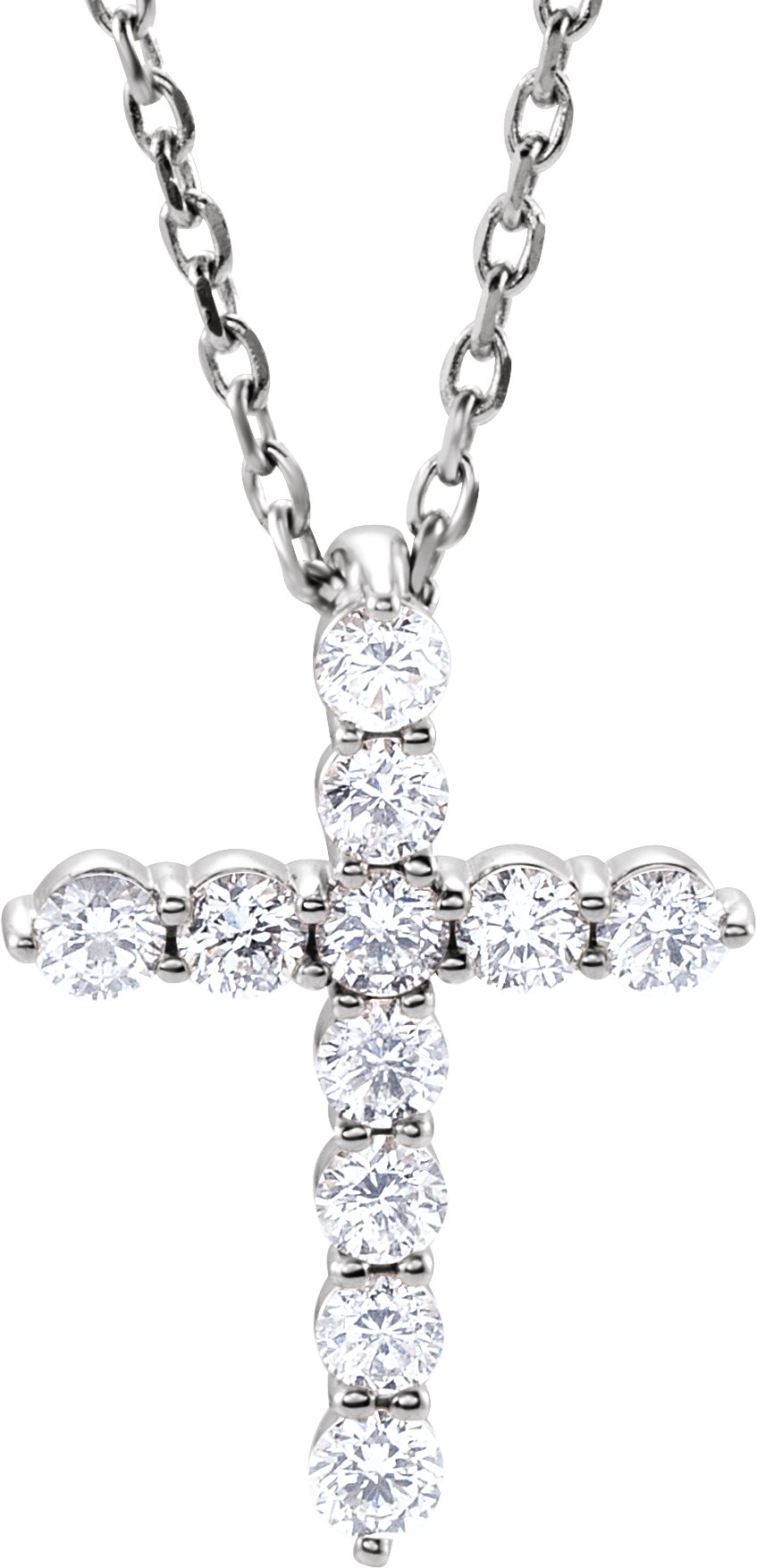 14K White Gold 1/4 CTW Lab-Grown Diamond Cross 16-18" Necklace – product view 1