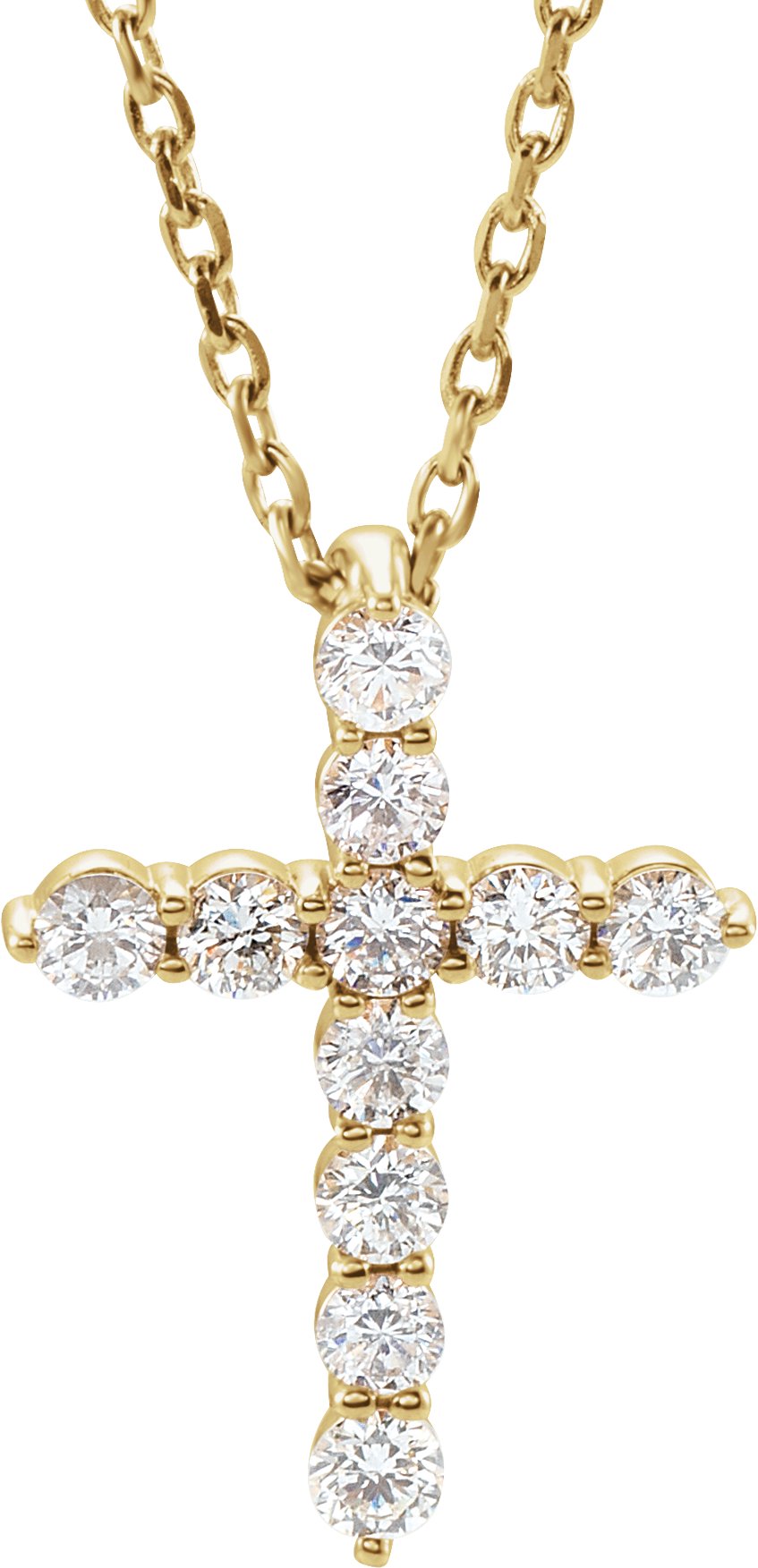 14K Yellow Gold 1/4 CTW Lab-Grown Diamond Cross 16-18" Necklace – product view 1