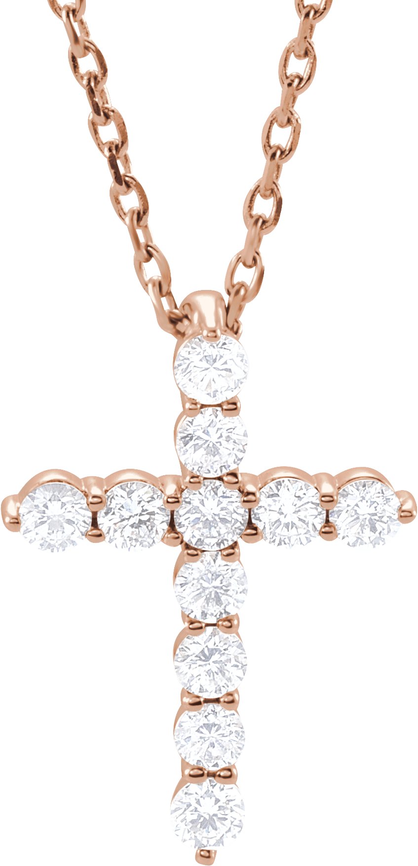 14K Rose Gold 1/4 CTW Lab-Grown Diamond Cross 16-18" Necklace – product view 1