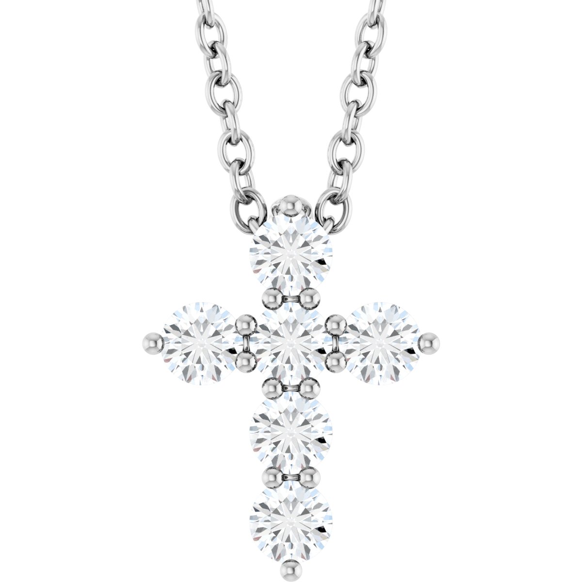 14K White Gold 1/4 CTW Lab-Grown Diamond Cross 16-18" Necklace – product view 1
