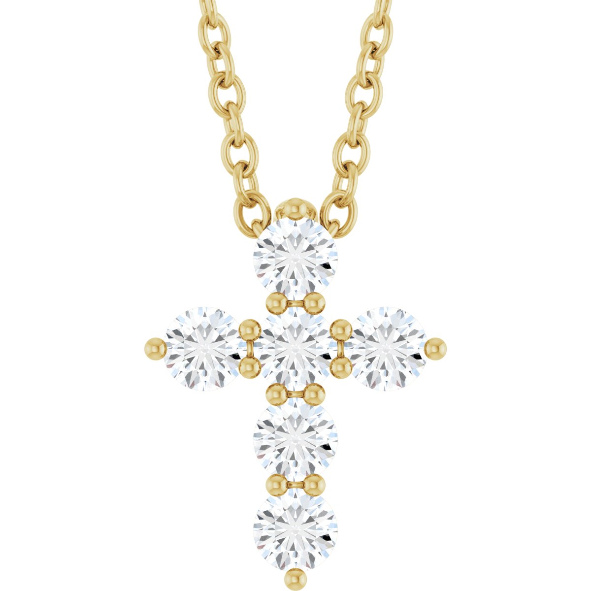 14K Yellow Gold 1/4 CTW Lab-Grown Diamond Cross 16-18" Necklace – product view 1