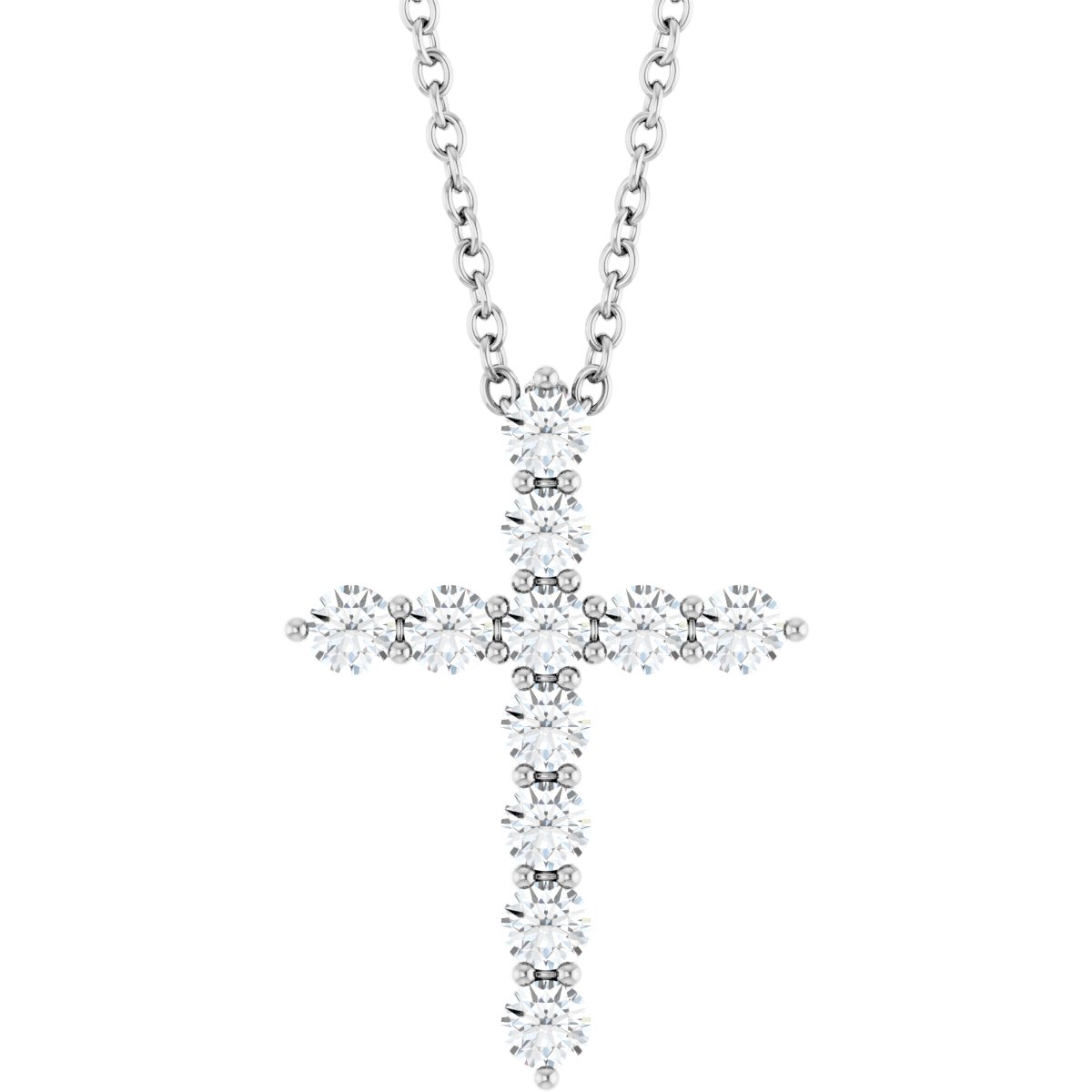 14K White Gold 3/8 CTW Lab-Grown Diamond Cross 16-18" Necklace – product view 1