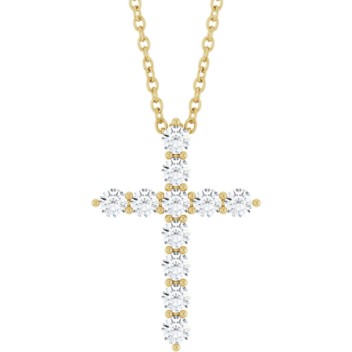 14K Yellow Gold 3/8 CTW Lab-Grown Diamond Cross 16-18" Necklace – product view 1