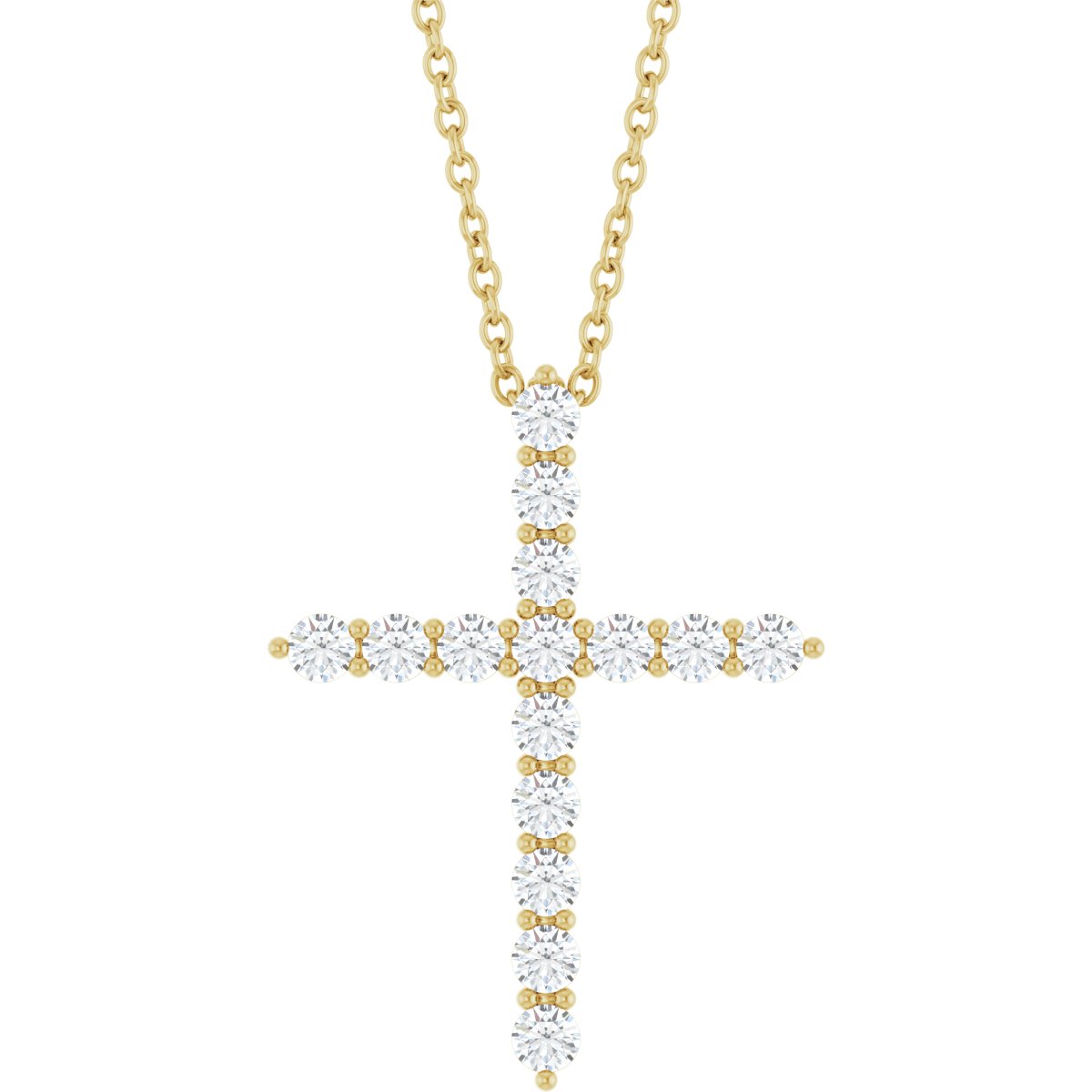 14K Yellow Gold 1/2 CTW Lab-Grown Diamond Cross 16-18" Necklace – product view 1