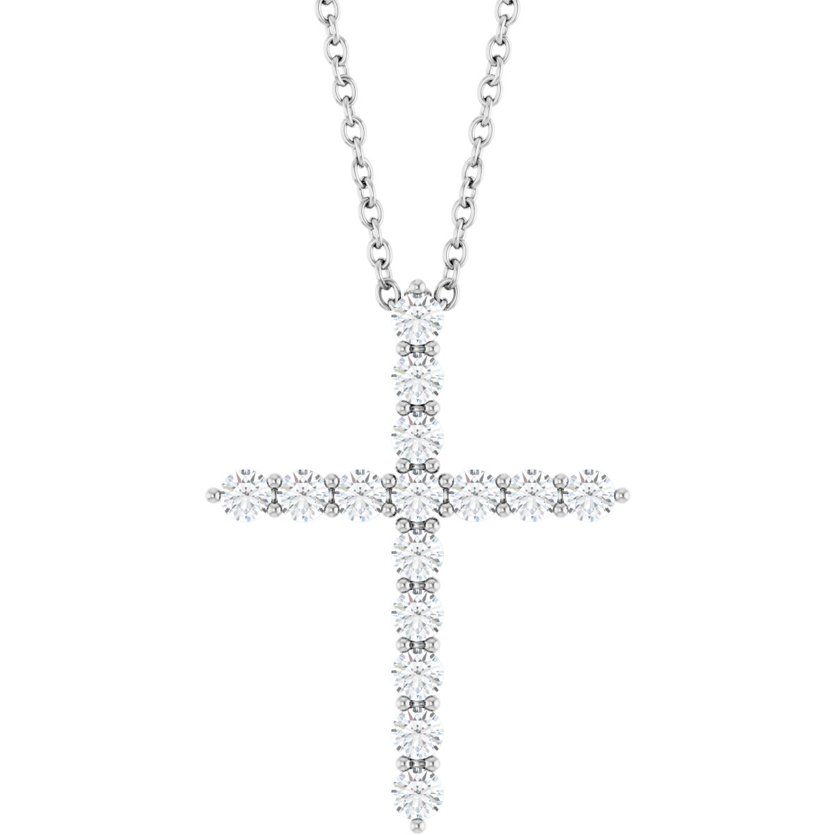 14K White Gold 1/2 CTW Lab-Grown Diamond Cross 16-18" Necklace – product view 1