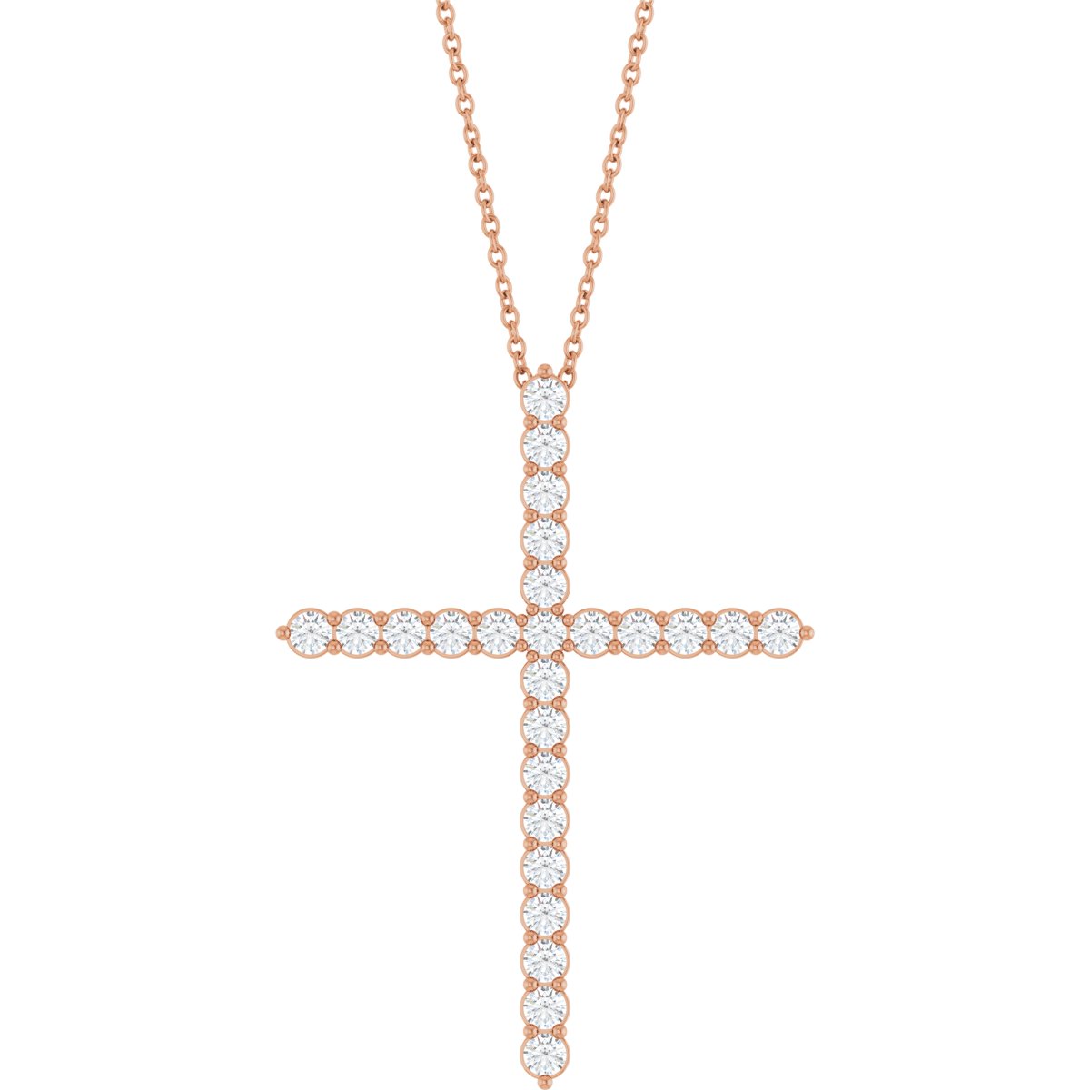14K Rose Gold 1 CTW Lab-Grown Diamond Cross 16-18" Necklace – product view 1
