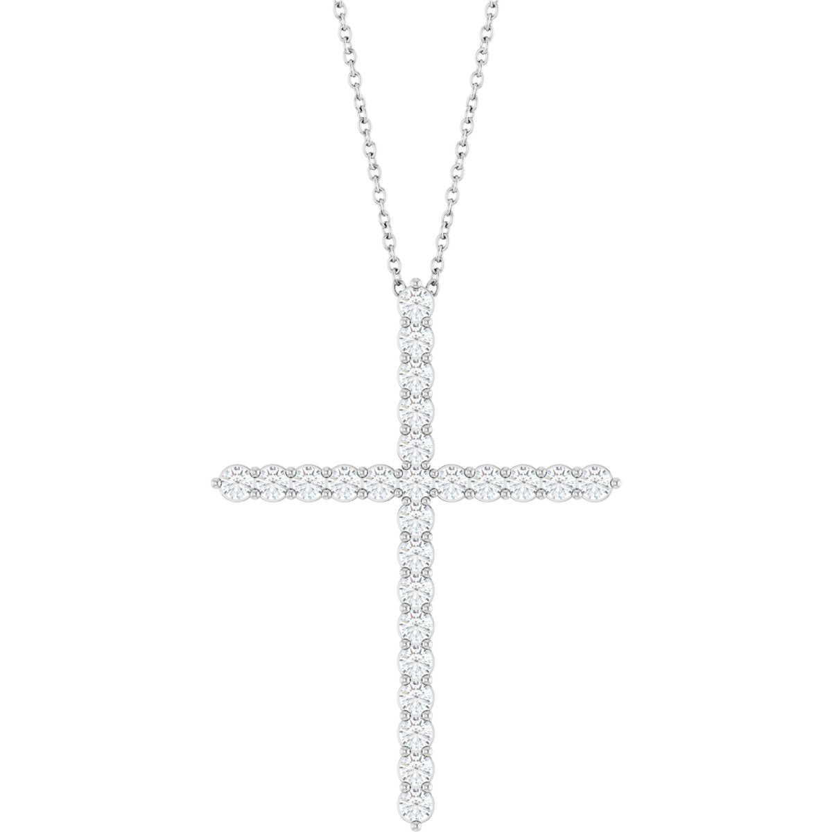 14K White Gold 1 CTW Lab-Grown Diamond Cross 16-18" Necklace – product view 1