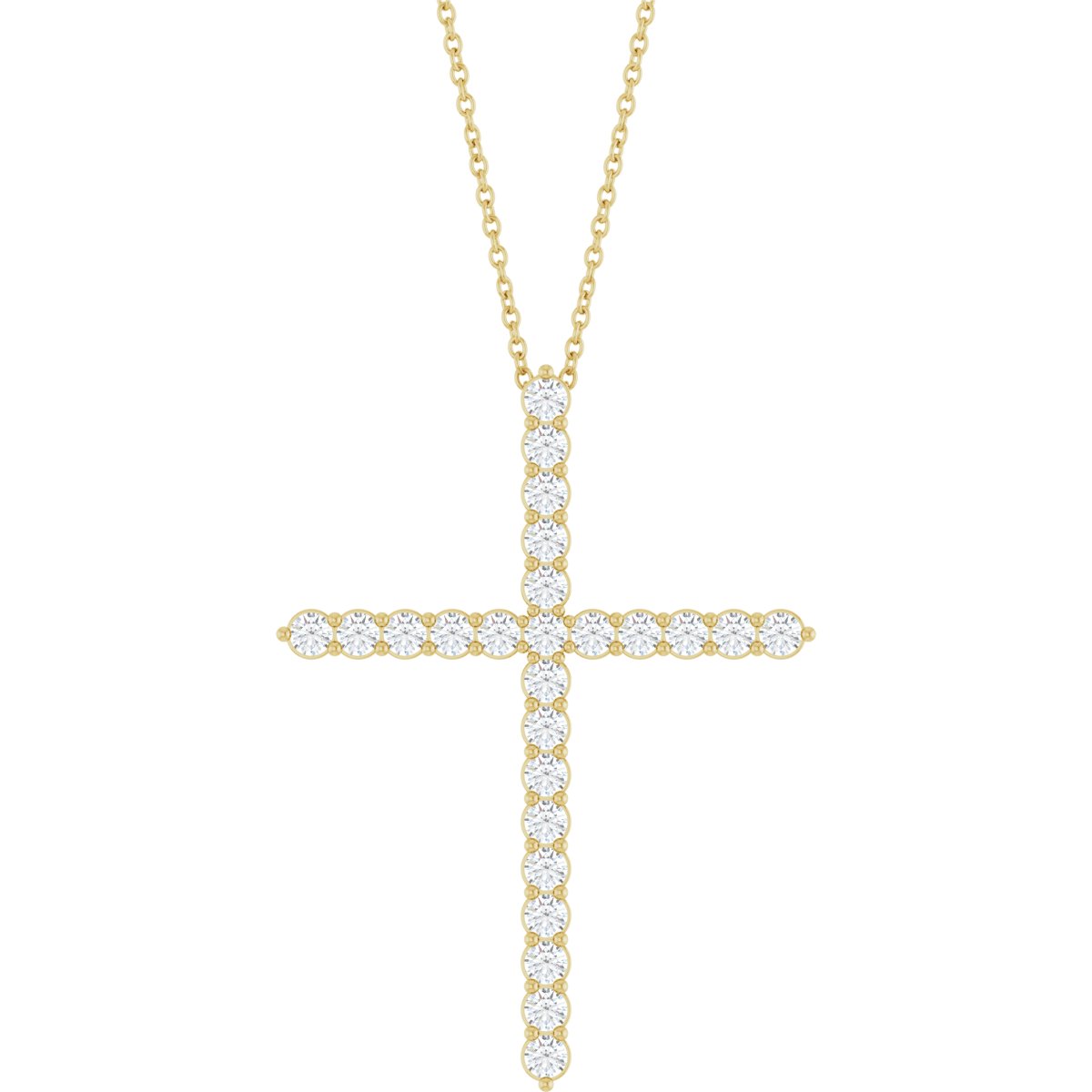 14K Yellow Gold 1 CTW Lab-Grown Diamond Cross 16-18" Necklace – product view 1