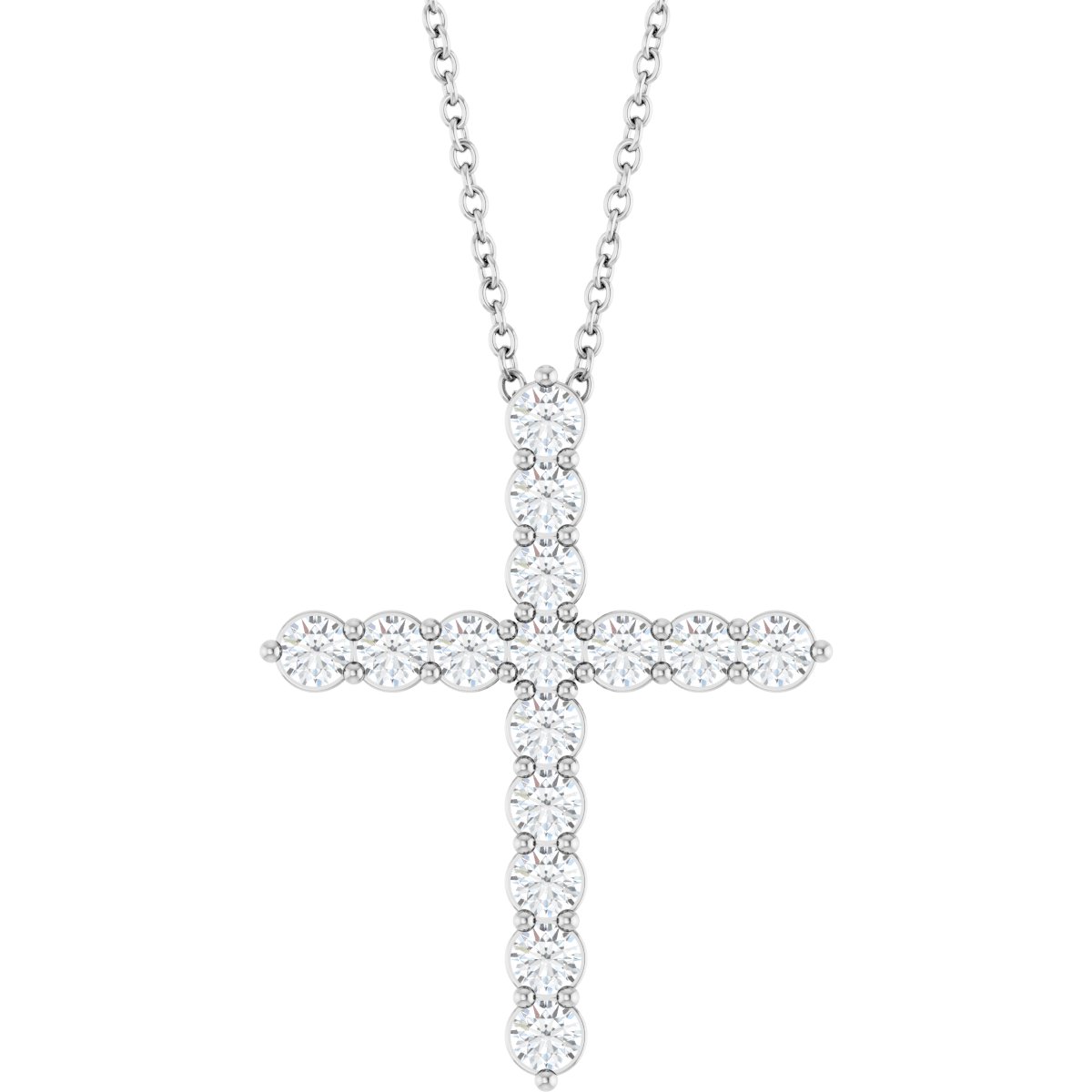 14K White Gold 3/4 CTW Lab-Grown Diamond Cross 16-18" Necklace – product view 1