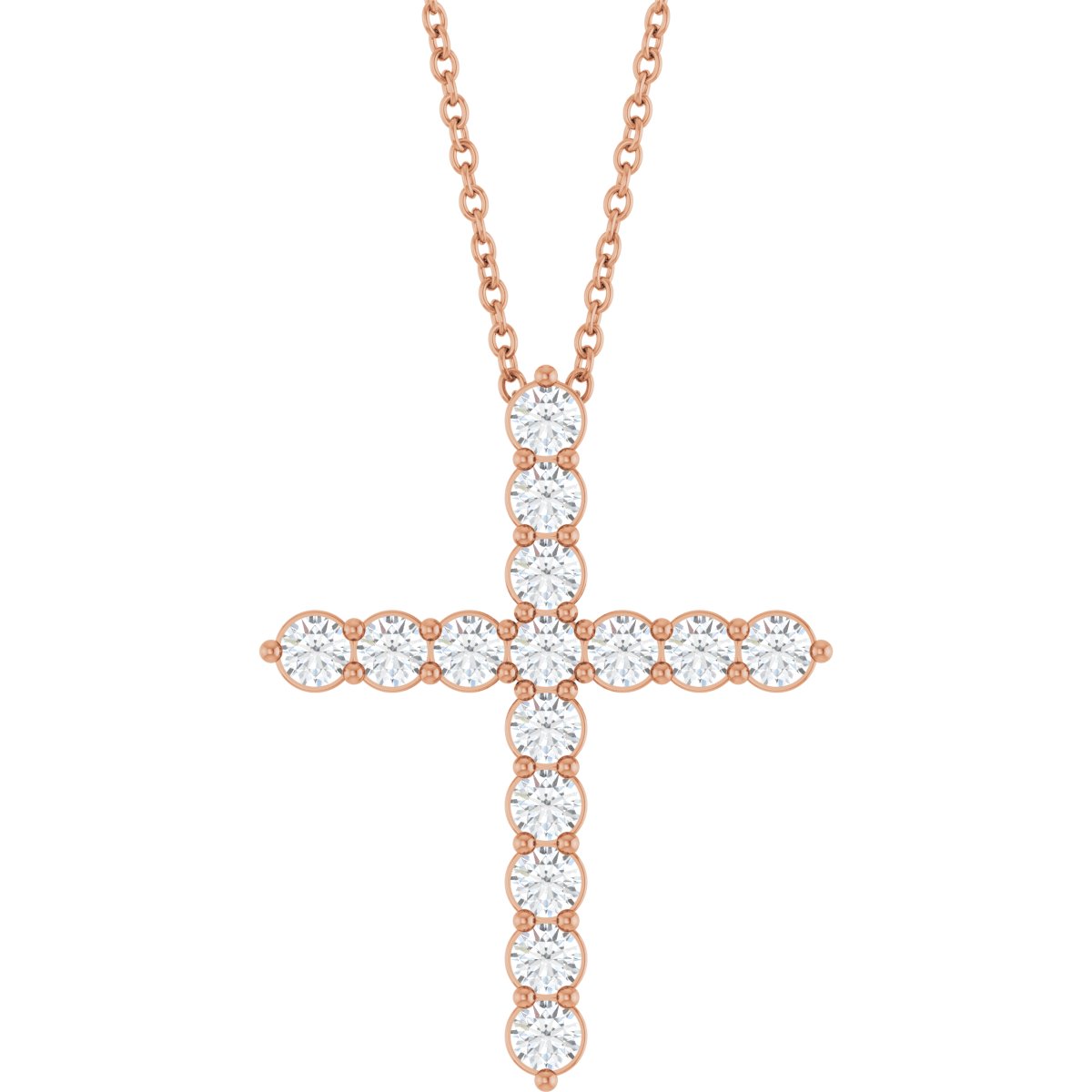 14K Rose Gold 3/4 CTW Lab-Grown Diamond Cross 16-18" Necklace – product view 1