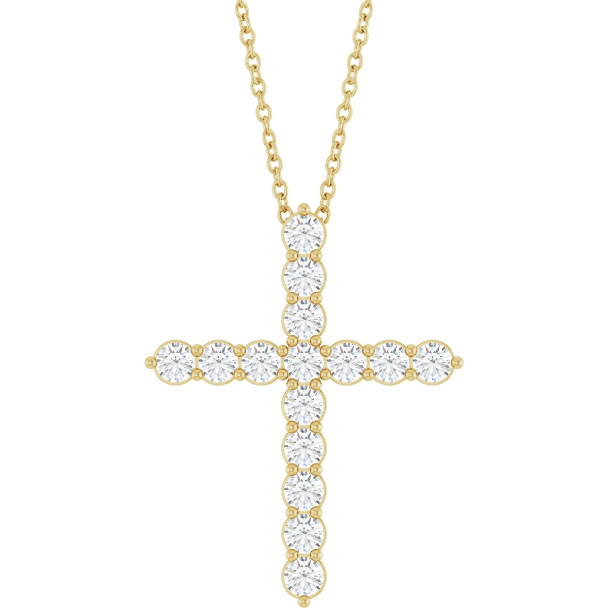 14K Yellow Gold 3/4 CTW Lab-Grown Diamond Cross 16-18" Necklace – product view 1