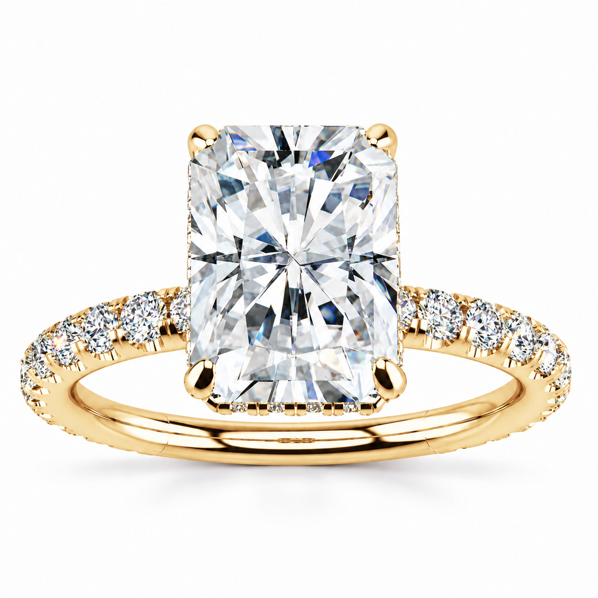 Crystal Lab Grown Diamond Ring — yellow gold — front view
