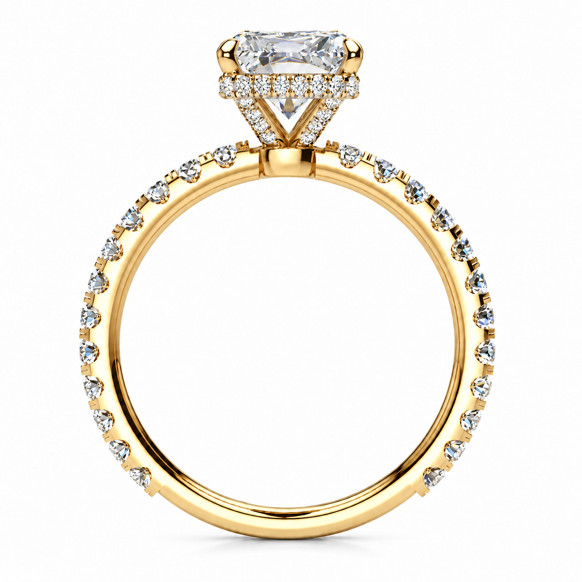 Crystal Lab Grown Diamond Ring — yellow gold — side profile