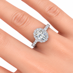 Cynthia Oval engagement ring — white gold — on hand