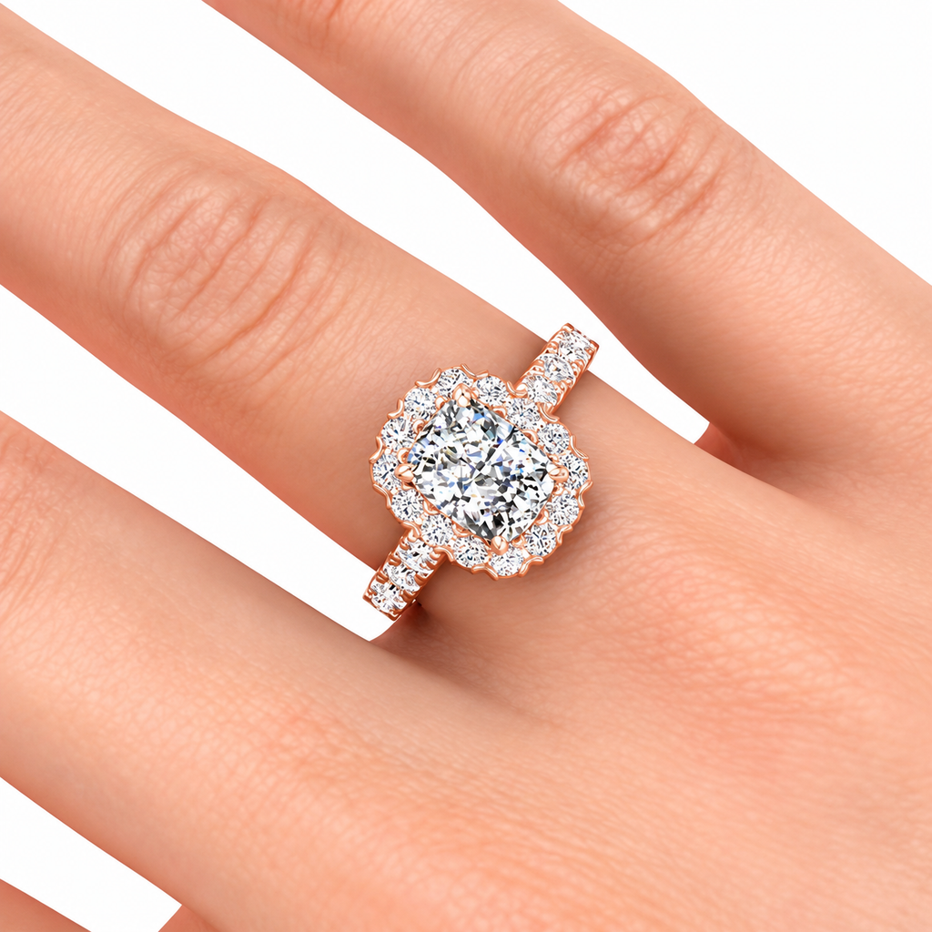 Cynthia engagement ring — rose gold — on hand