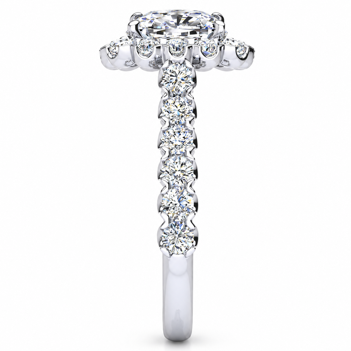 Cynthia engagement ring — white gold — end view