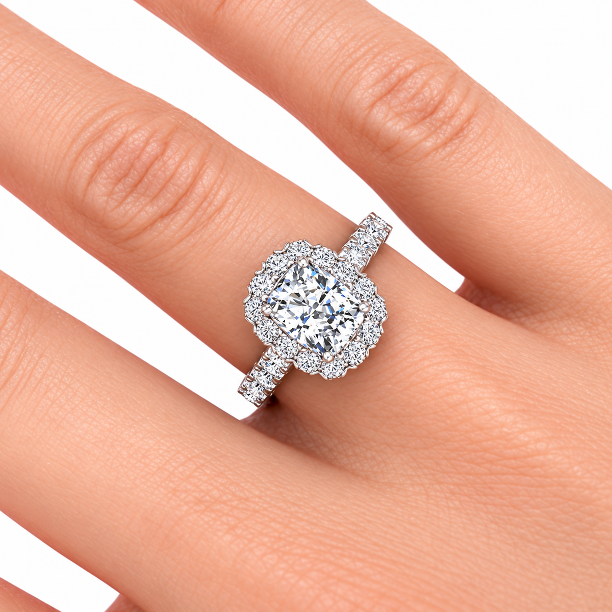 Cynthia engagement ring — white gold — on hand