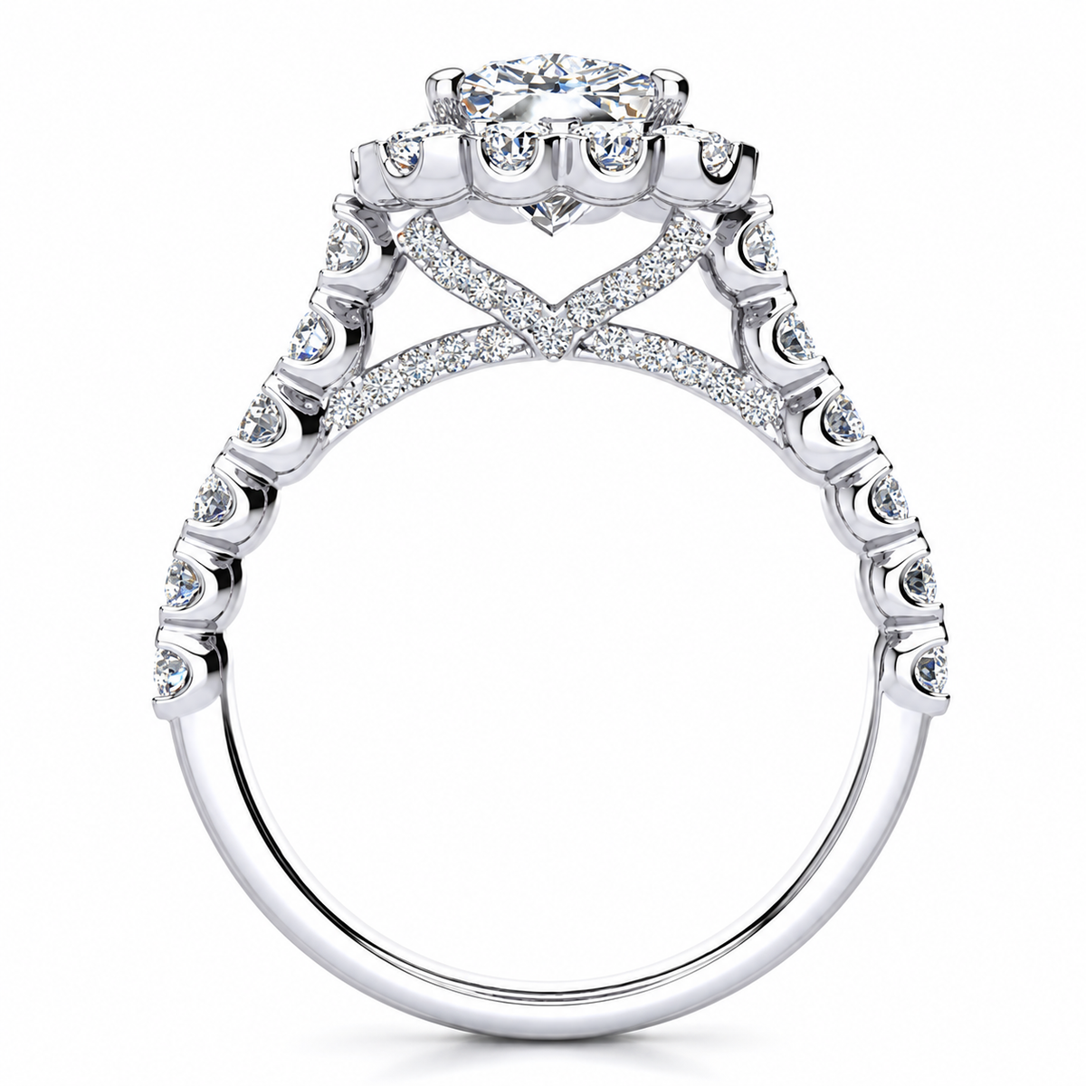 Cynthia engagement ring — white gold — side view