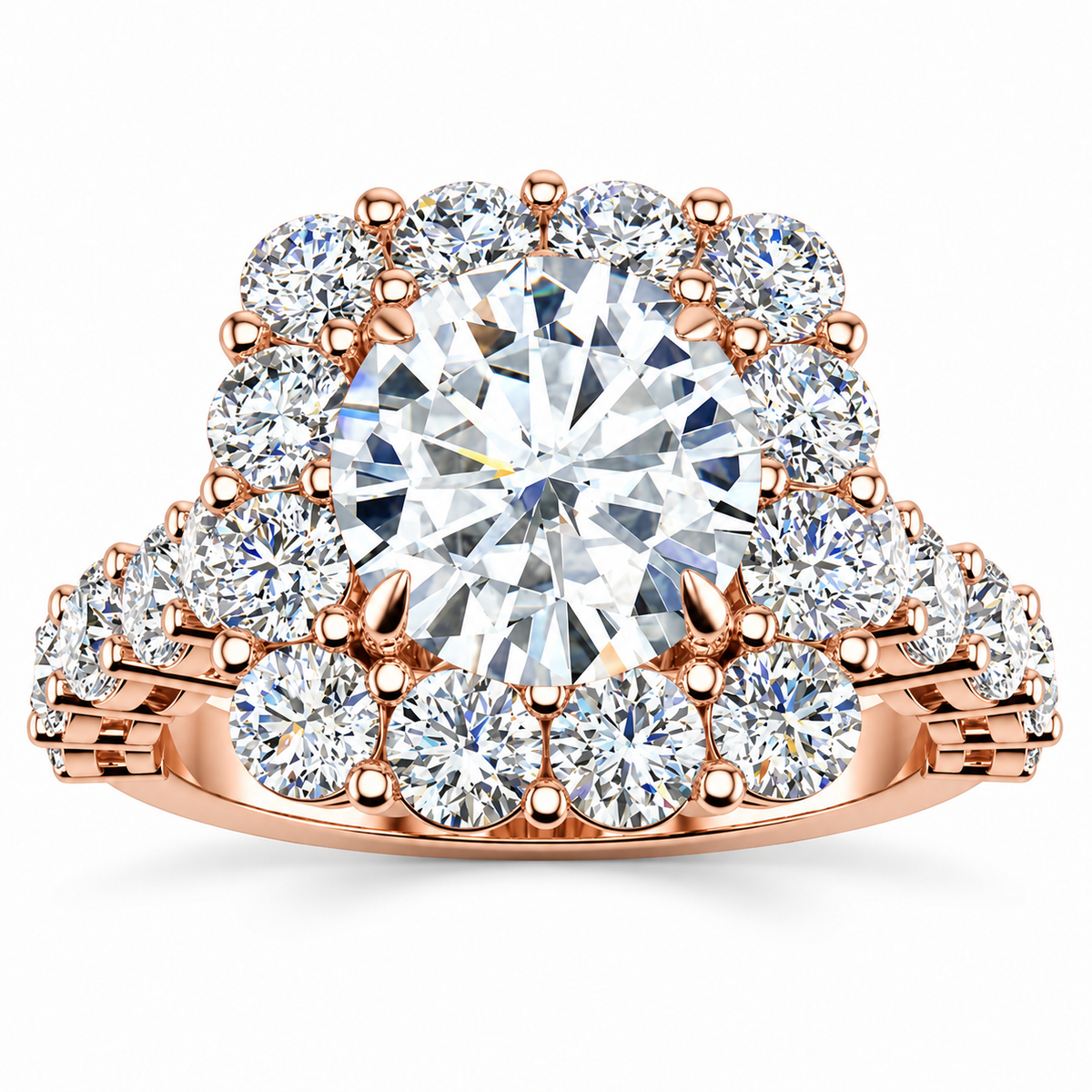 Daisy Lab Grown Ring — rose gold — front view