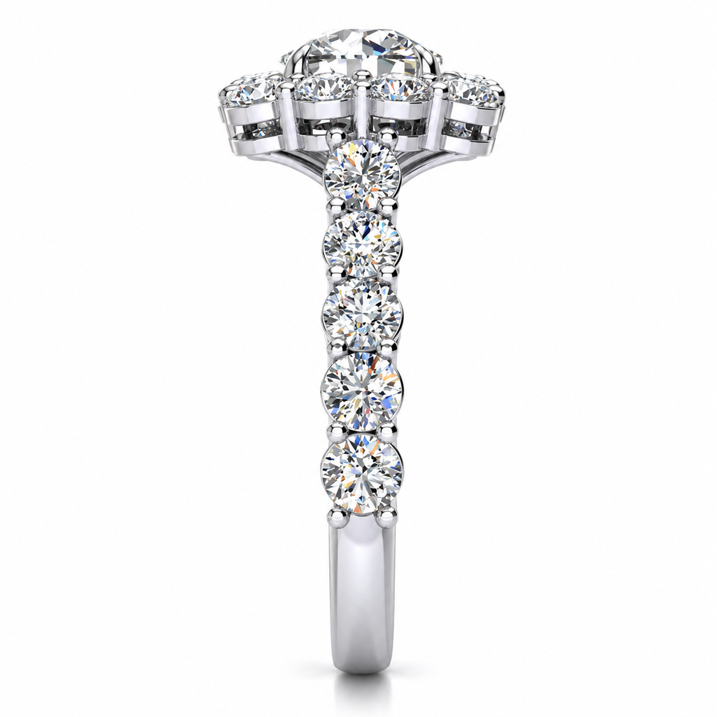 Daisy Lab Grown Ring — white gold — end view