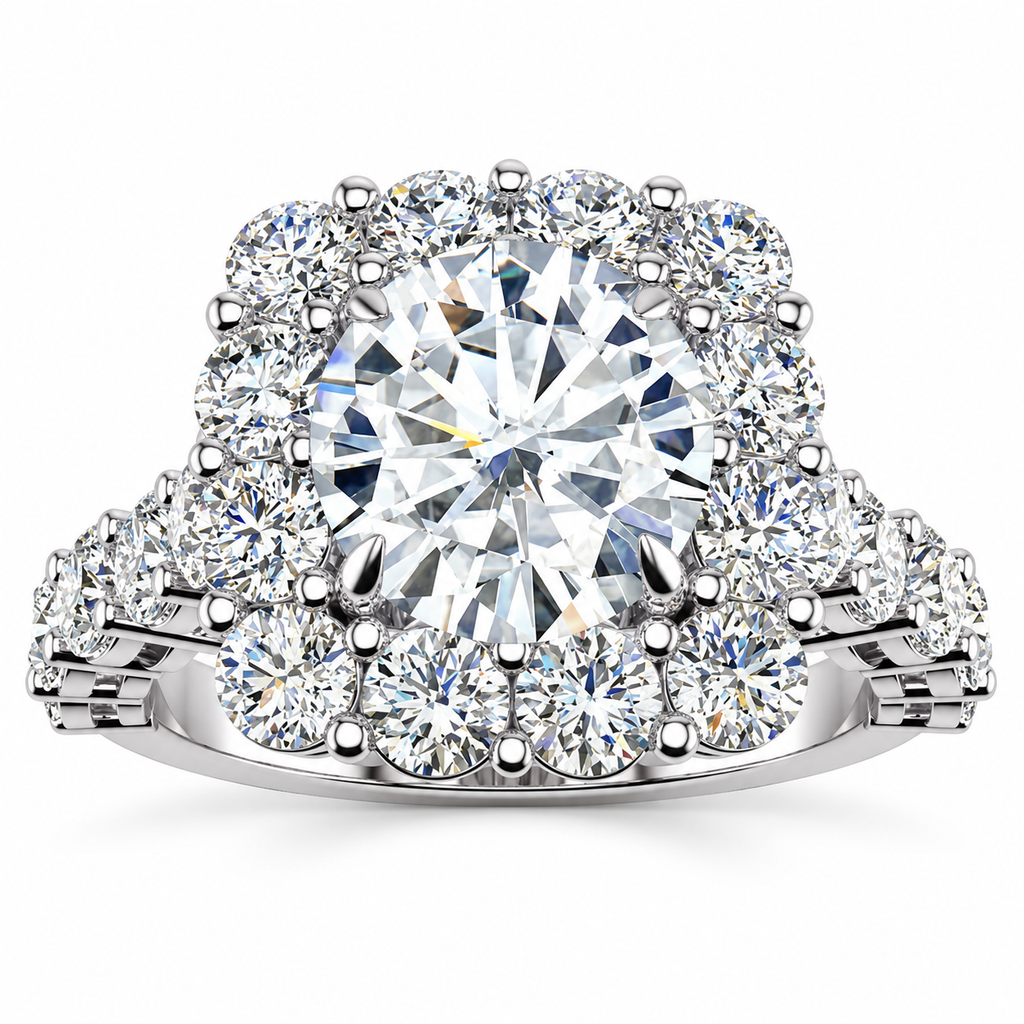 Daisy Lab Grown Ring — white gold — front view