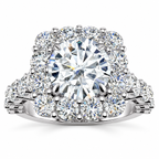 Daisy Lab Grown Ring — white gold — front view
