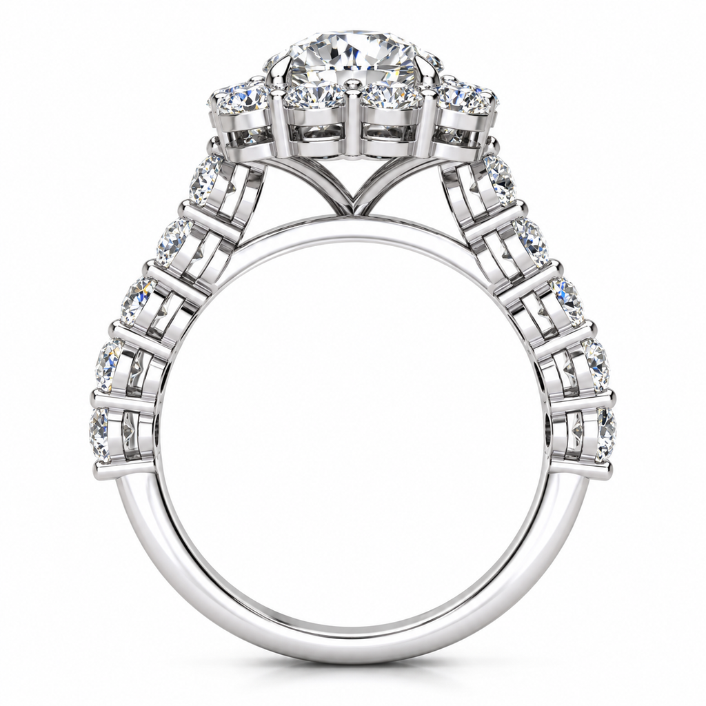 Daisy Lab Grown Ring — white gold — side profile