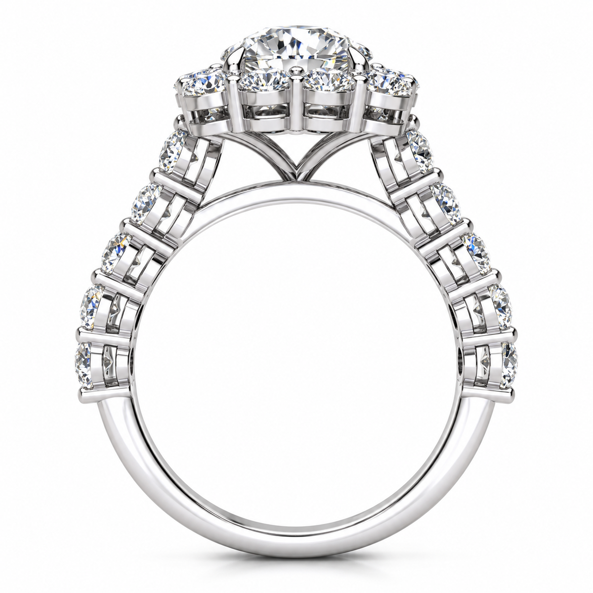 Daisy Lab Grown Ring — white gold — side profile