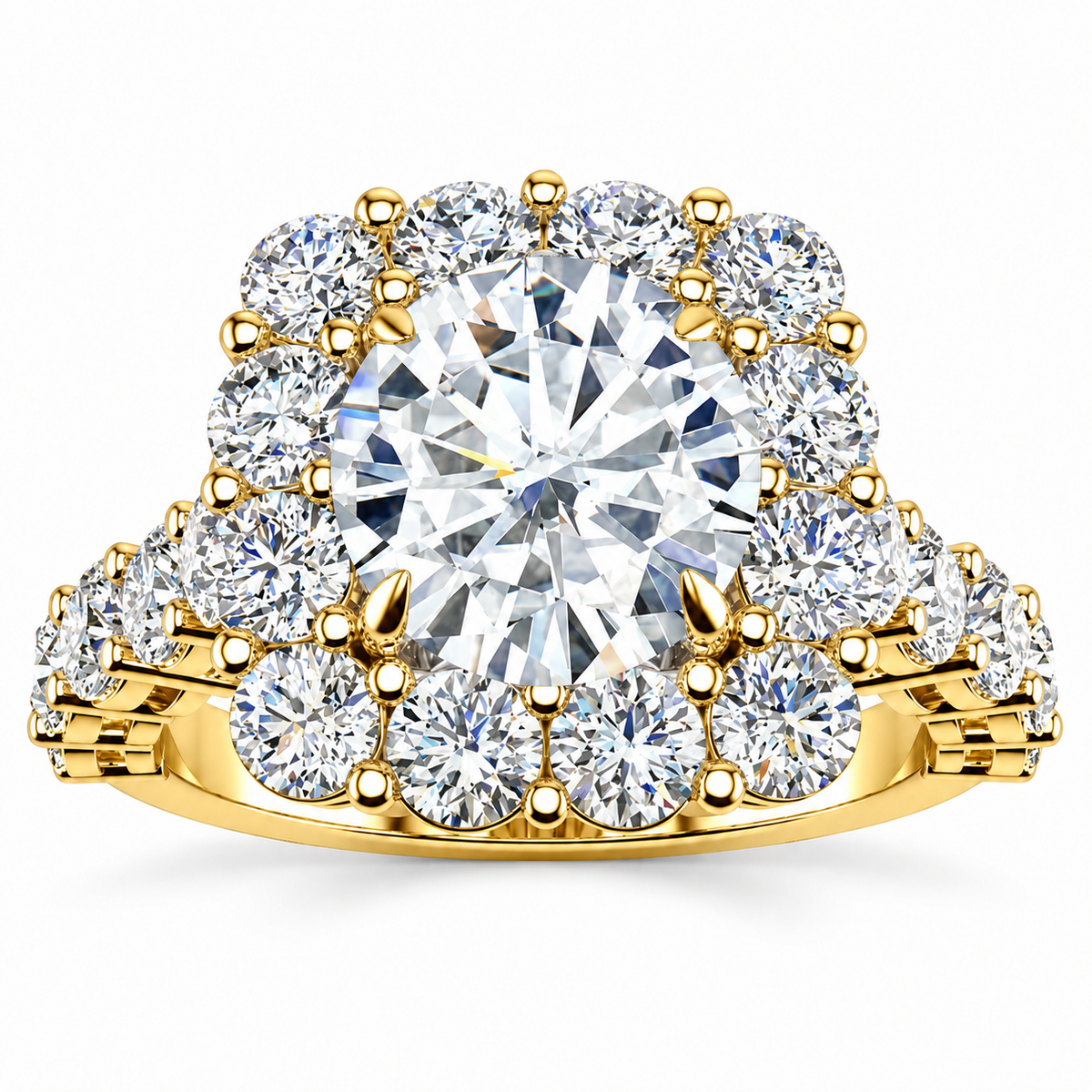 Daisy Lab Grown Ring — yellow gold — front view
