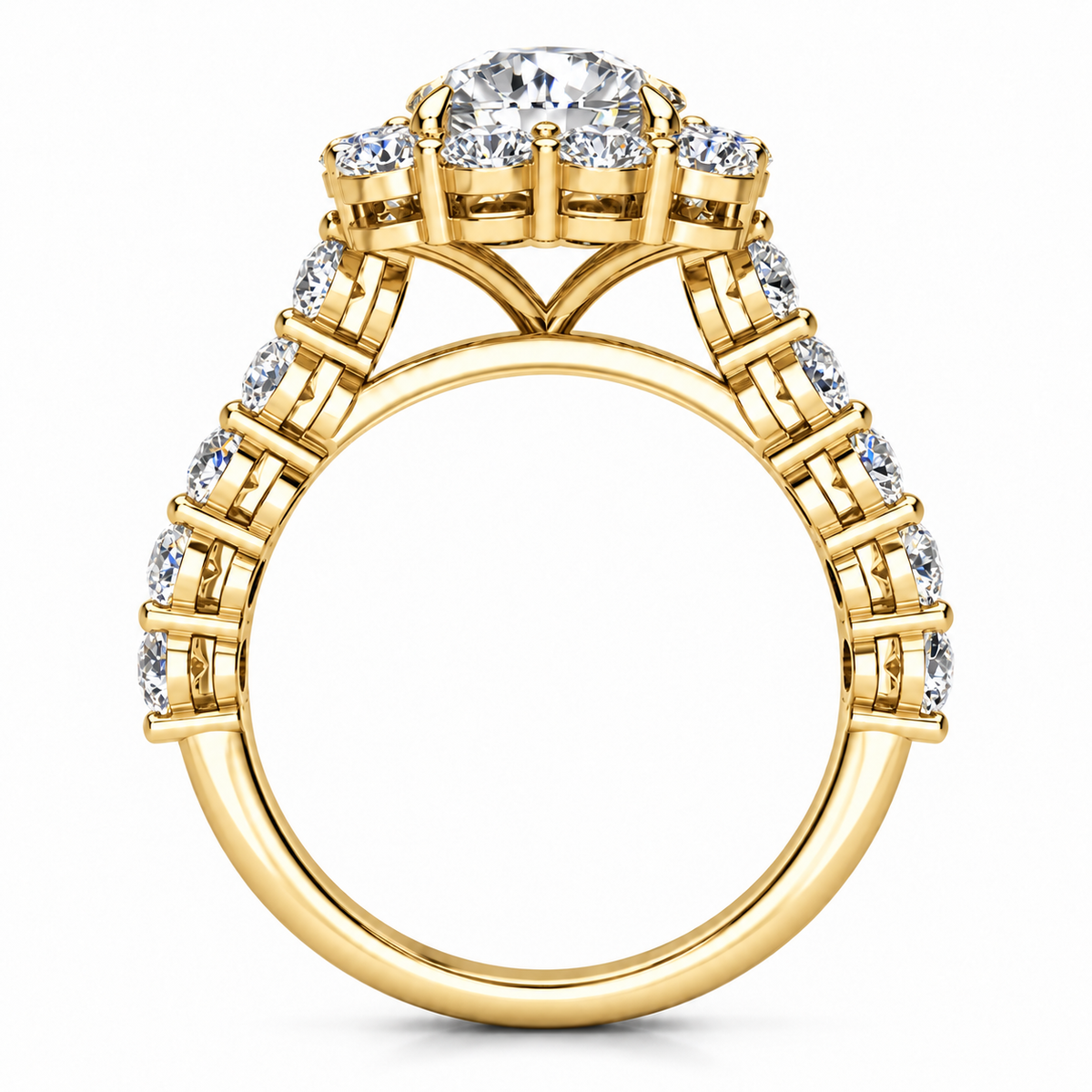 Daisy Lab Grown Ring — yellow gold — side profile