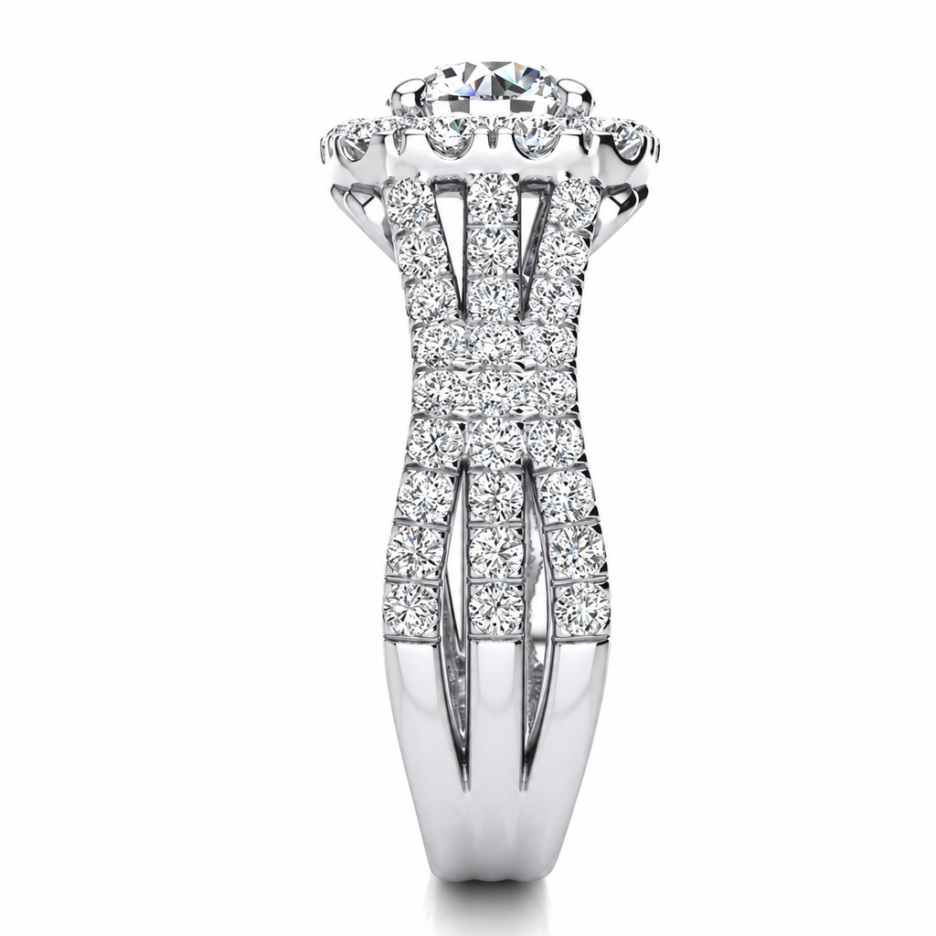 Dana engagement ring — white gold — end view