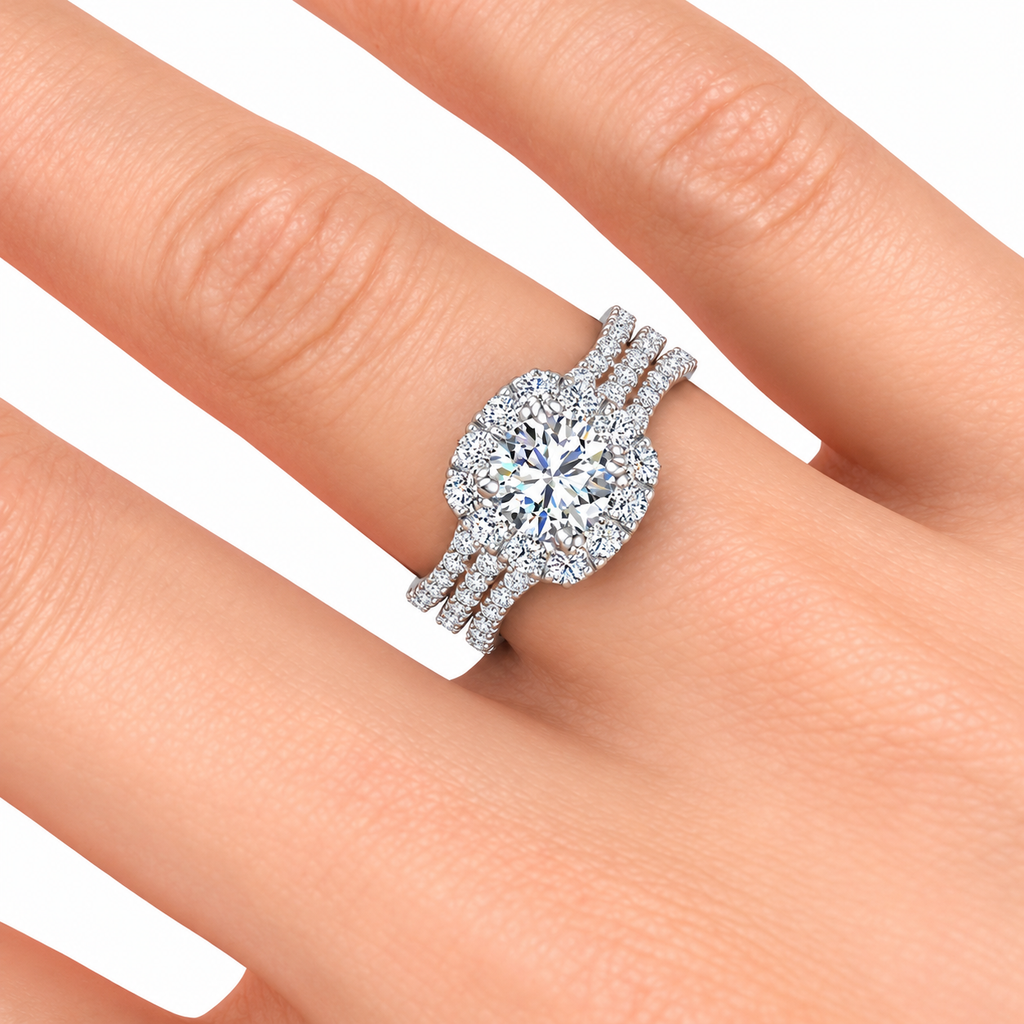 Dana engagement ring — white gold — on hand