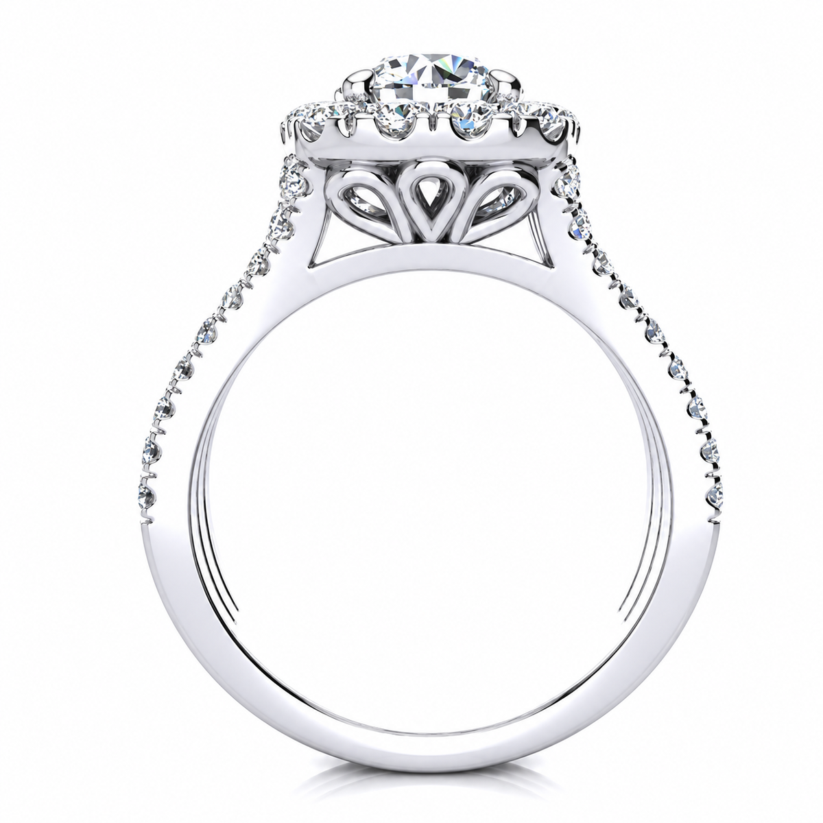 Dana engagement ring — white gold — side view
