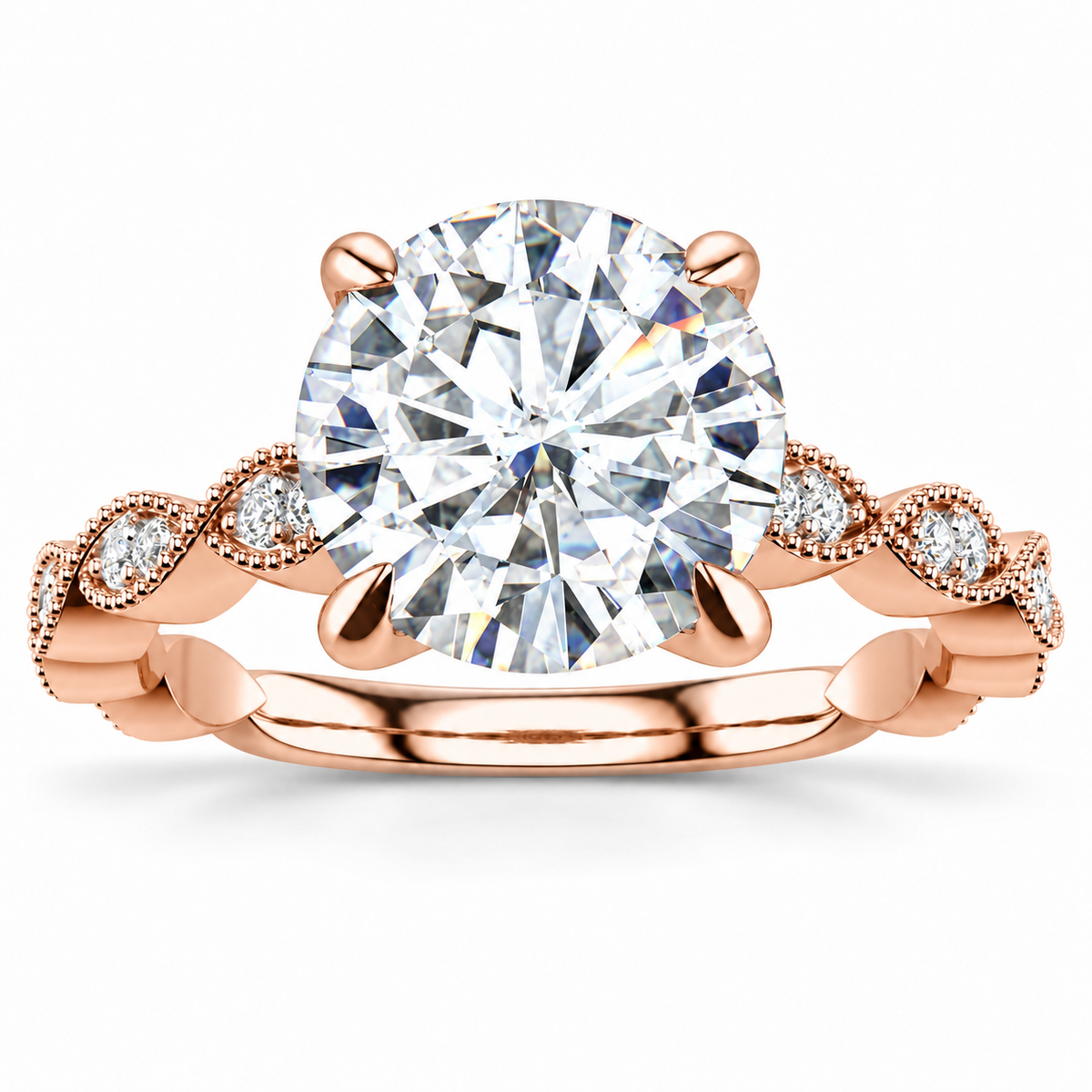 Danielle Lab Grown Diamond Ring — rose gold — front view
