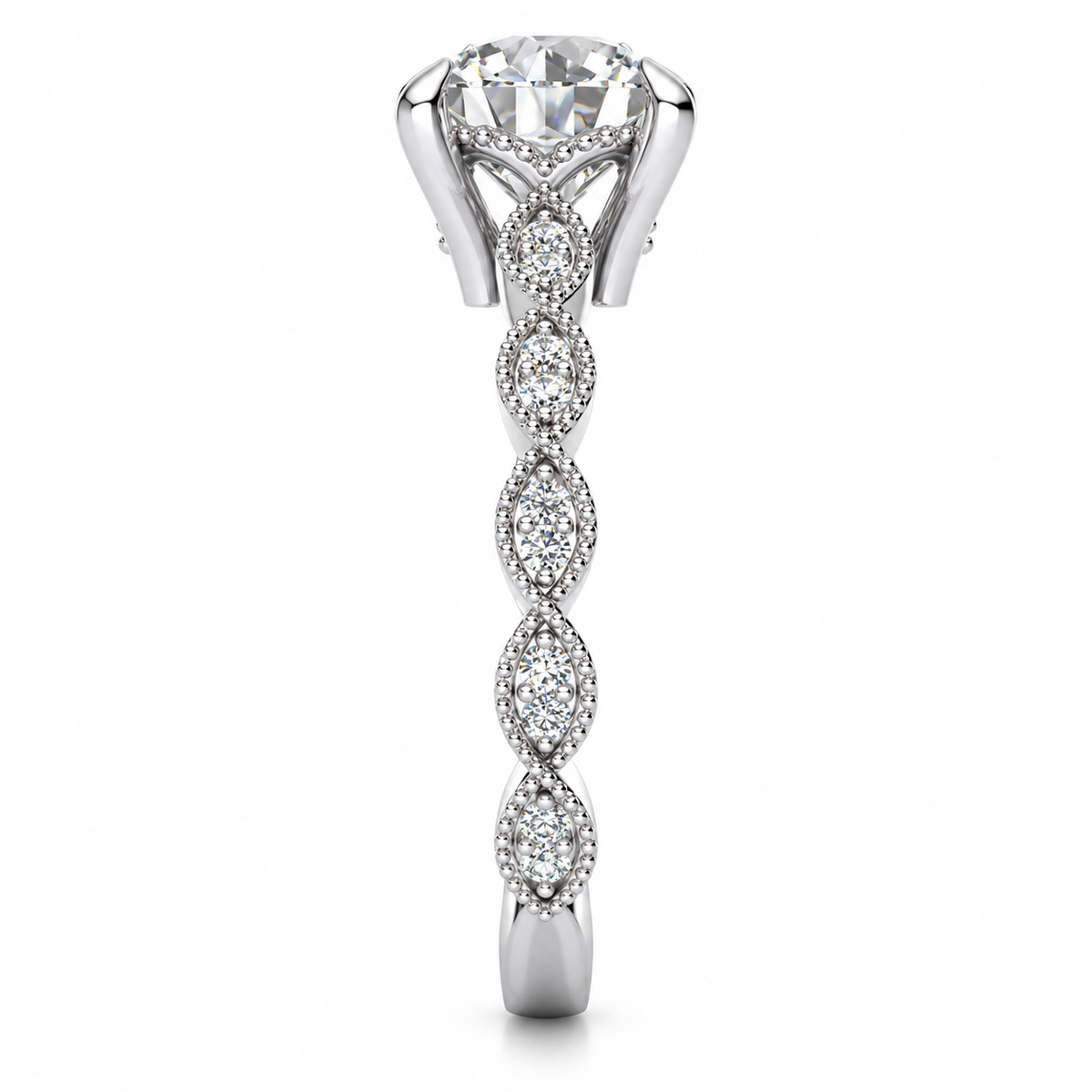 Danielle Lab Grown Diamond Ring — white gold — end view